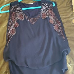 Cache Black Beaded Top